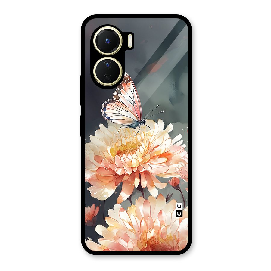 Digital Art Butterfly Flower Glass Back Case for Vivo Y56