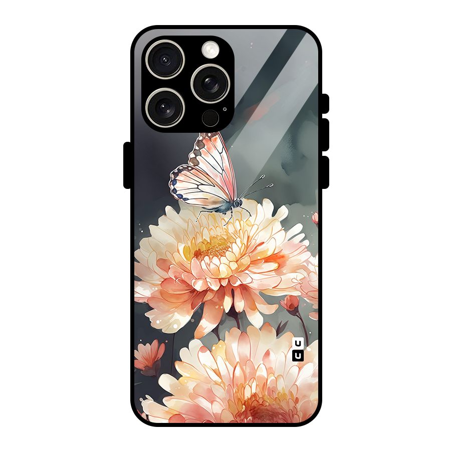 Digital Art Butterfly Flower Glass Back Case for iPhone 15 Pro Max