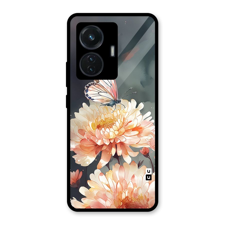 Digital Art Butterfly Flower Glass Back Case for iQOO Z6 44W