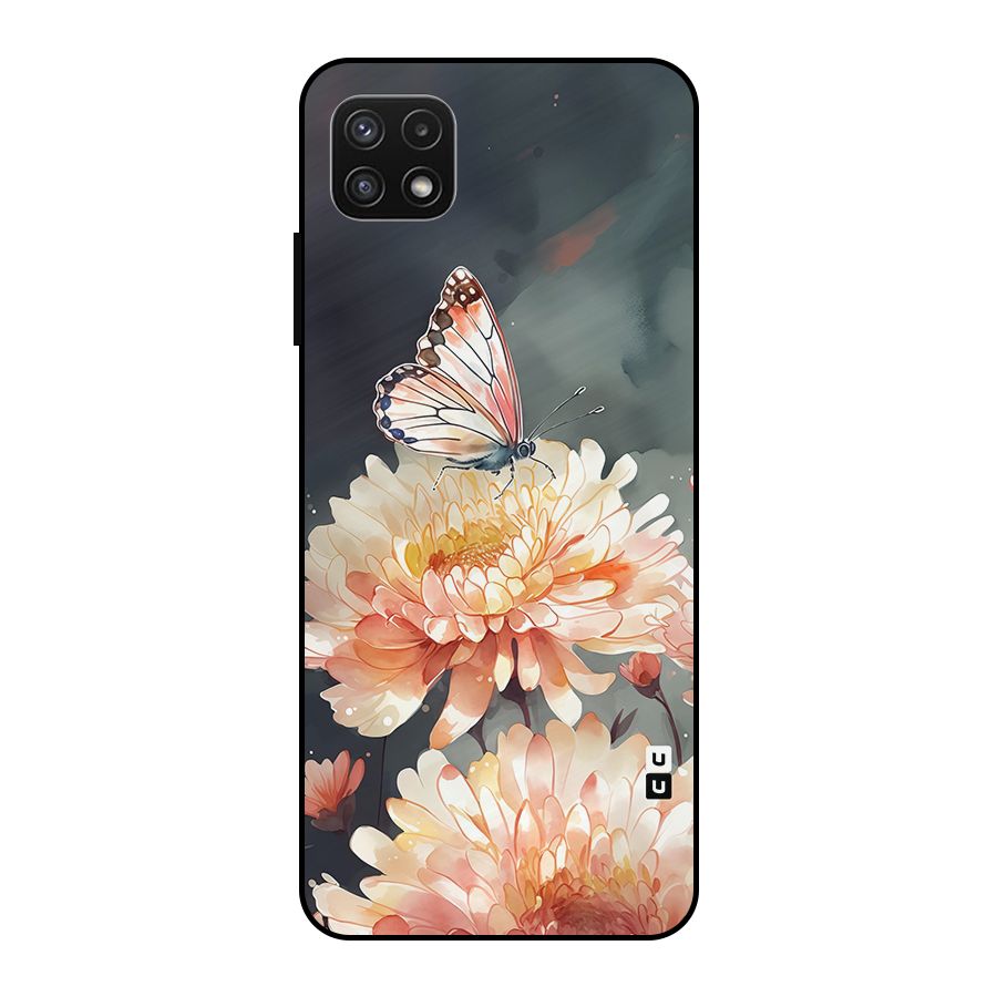 Digital Art Butterfly Flower Metal Back Case for Galaxy A22 5G