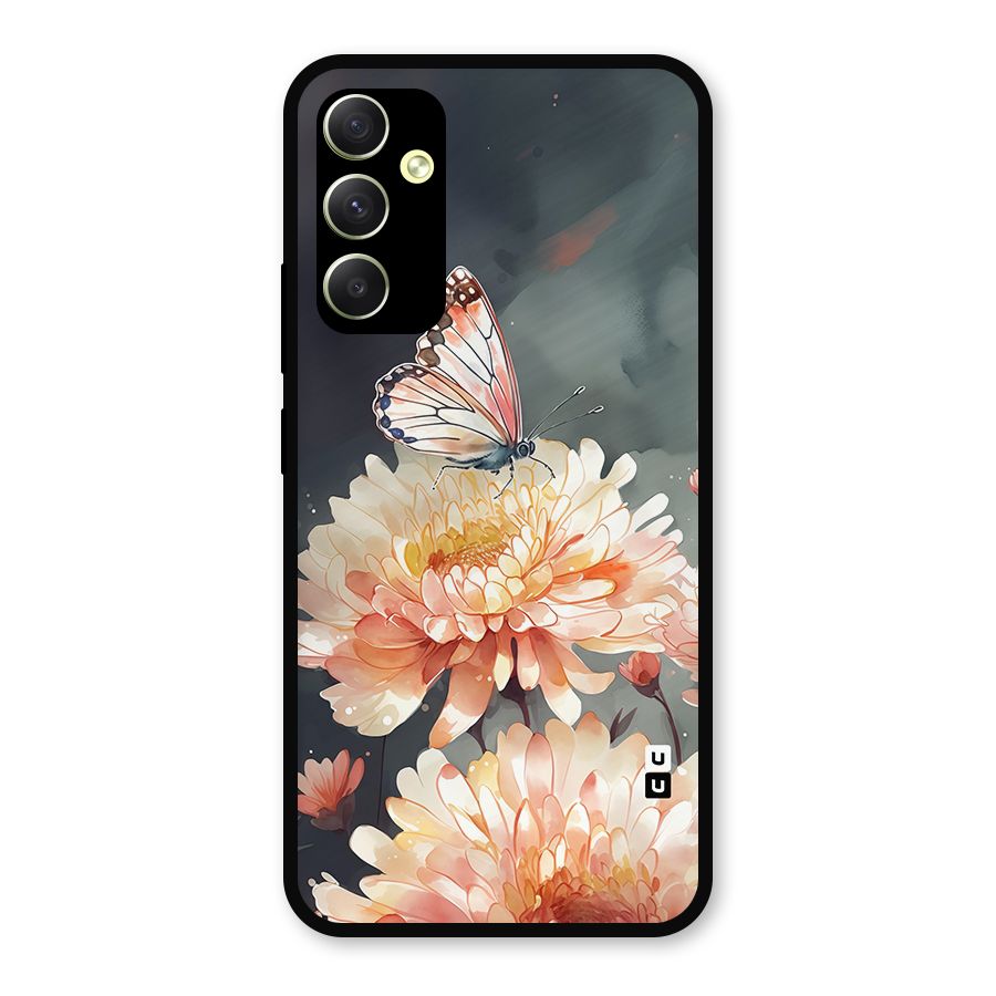 Digital Art Butterfly Flower Metal Back Case for Galaxy A34