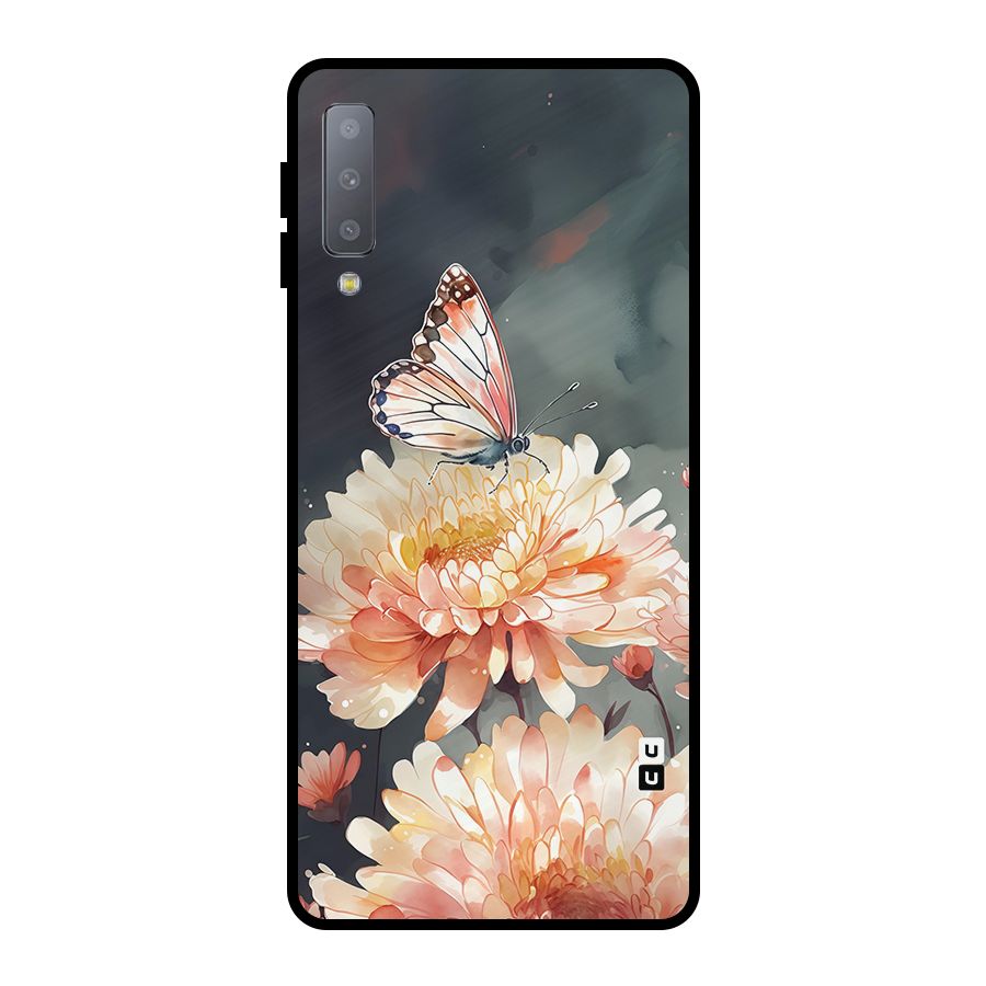 Digital Art Butterfly Flower Metal Back Case for Galaxy A7 (2018)