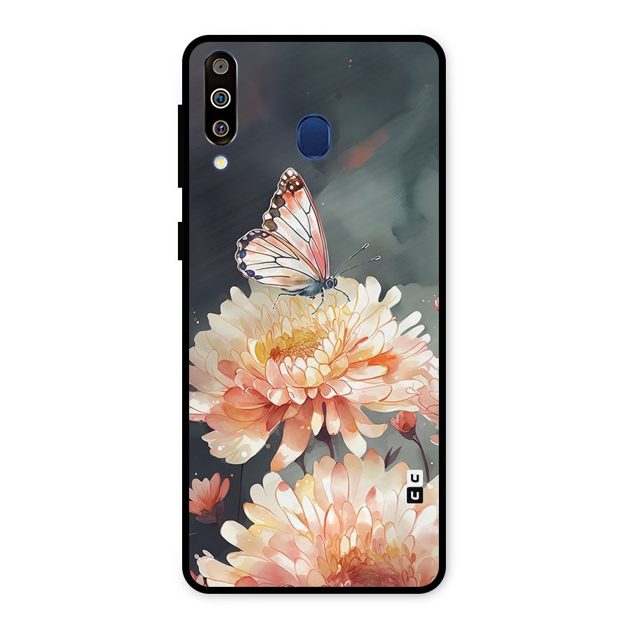 Digital Art Butterfly Flower Metal Back Case for Galaxy M30