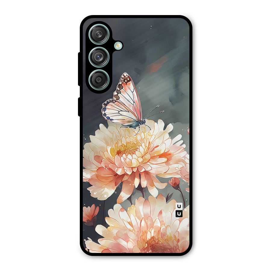 Digital Art Butterfly Flower Metal Back Case for Galaxy M55 5G