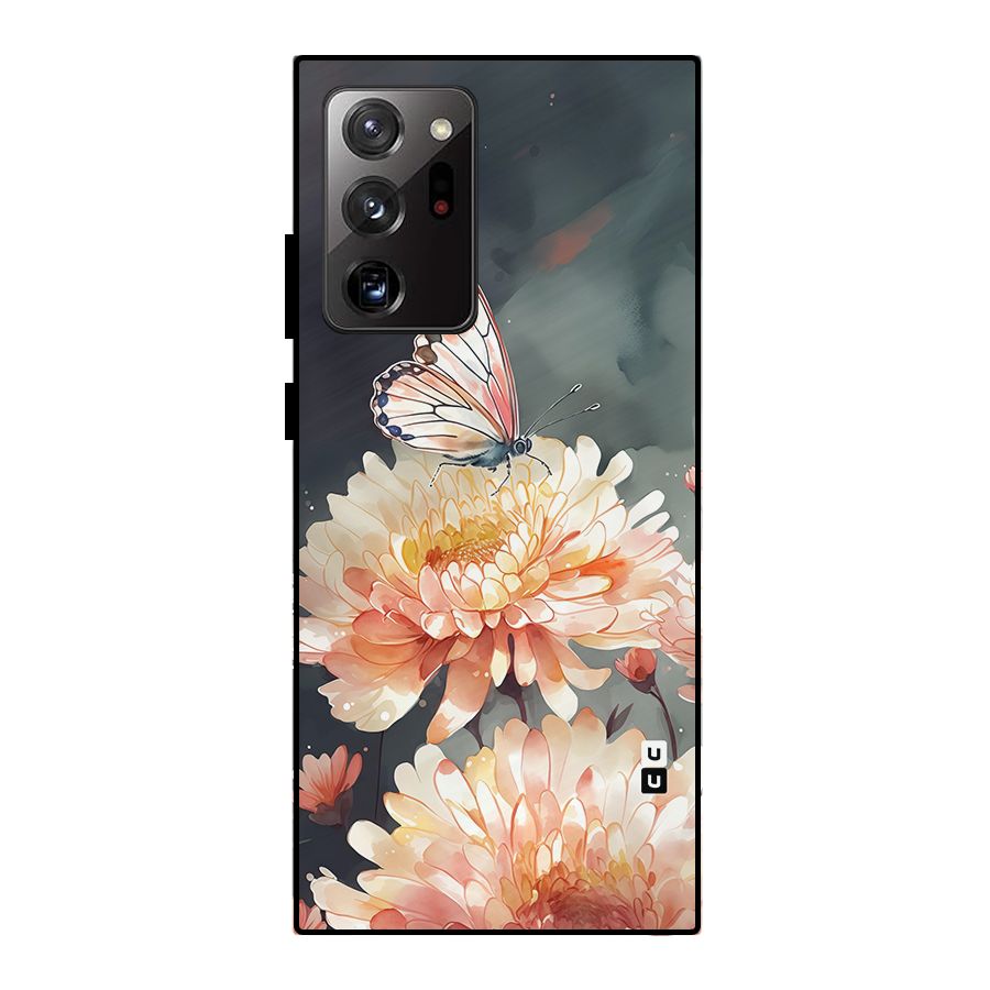 Digital Art Butterfly Flower Metal Back Case for Galaxy Note 20 Ultra