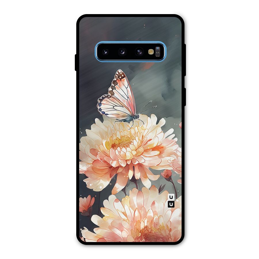Digital Art Butterfly Flower Metal Back Case for Galaxy S10