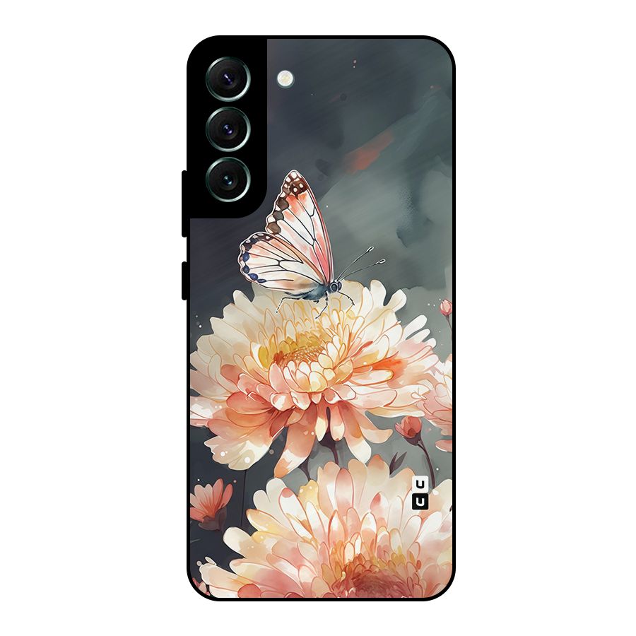 Digital Art Butterfly Flower Metal Back Case for Galaxy S22 Plus 5G
