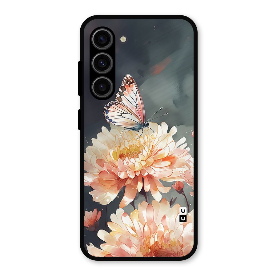 Digital Art Butterfly Flower Metal Back Case for Galaxy S23
