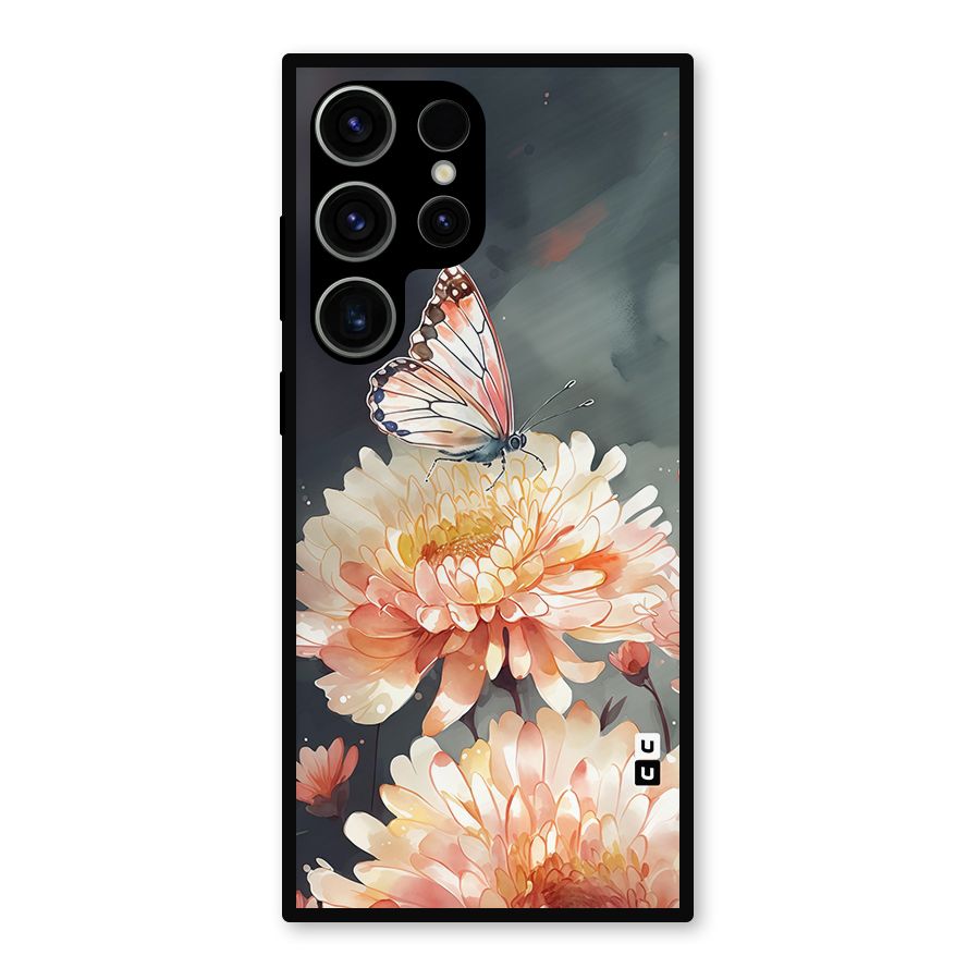 Digital Art Butterfly Flower Metal Back Case for Galaxy S23 Ultra
