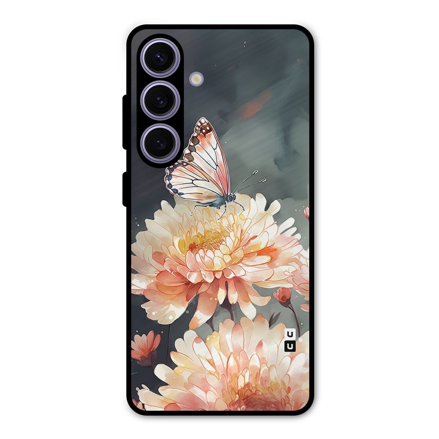 Digital Art Butterfly Flower Metal Back Case for Galaxy S24