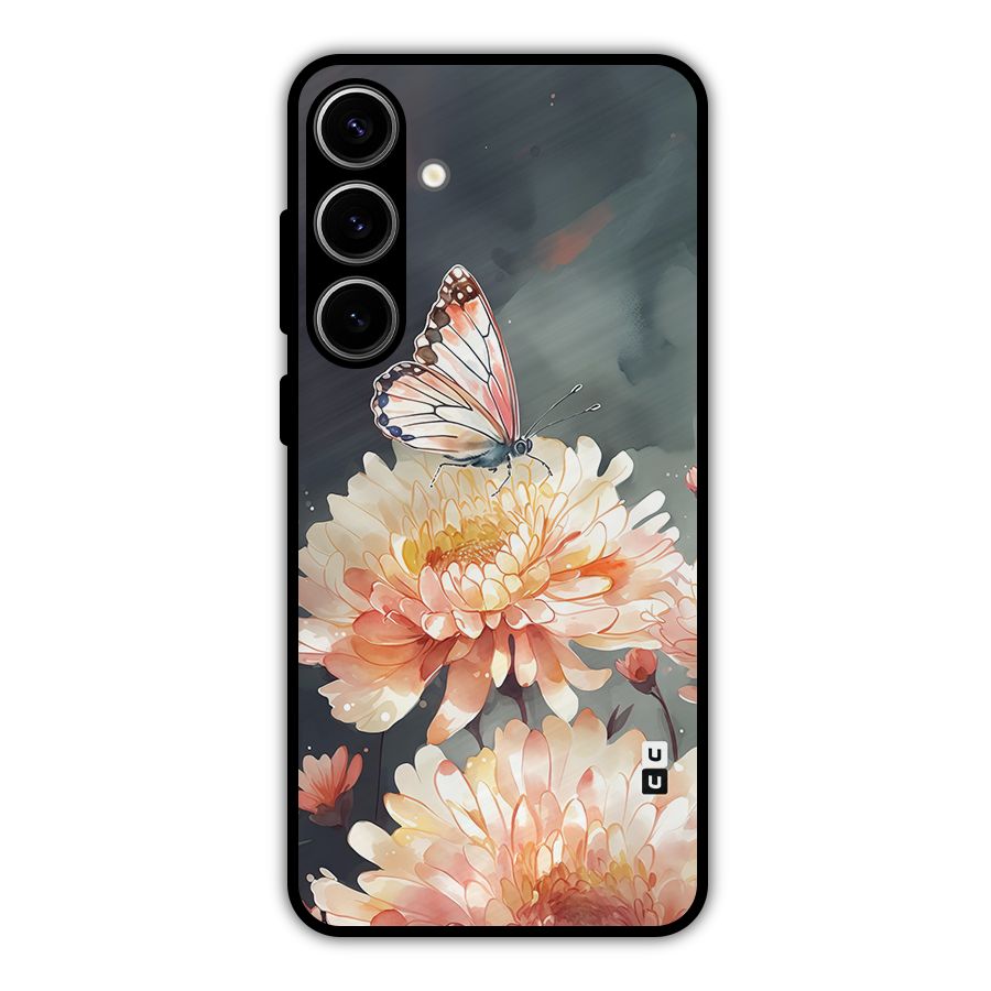 Digital Art Butterfly Flower Metal Back Case for Galaxy S24 Plus