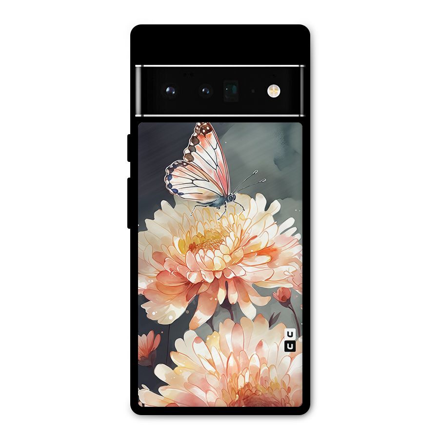 Digital Art Butterfly Flower Metal Back Case for Google Pixel 6 Pro