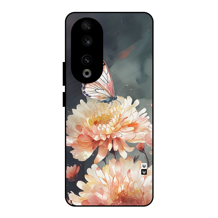 Digital Art Butterfly Flower Metal Back Case for Honor 90