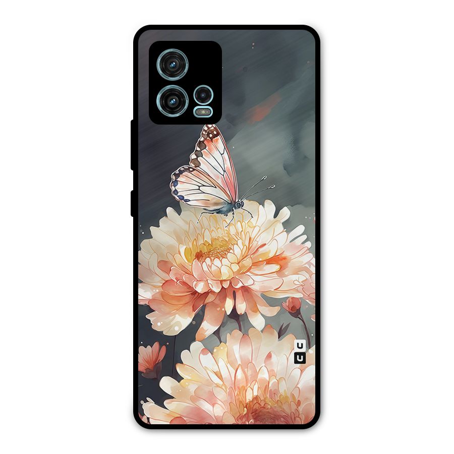 Digital Art Butterfly Flower Metal Back Case for Moto G72