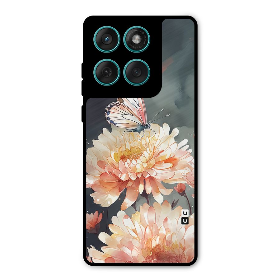 Digital Art Butterfly Flower Metal Back Case for Motorola Edge 60