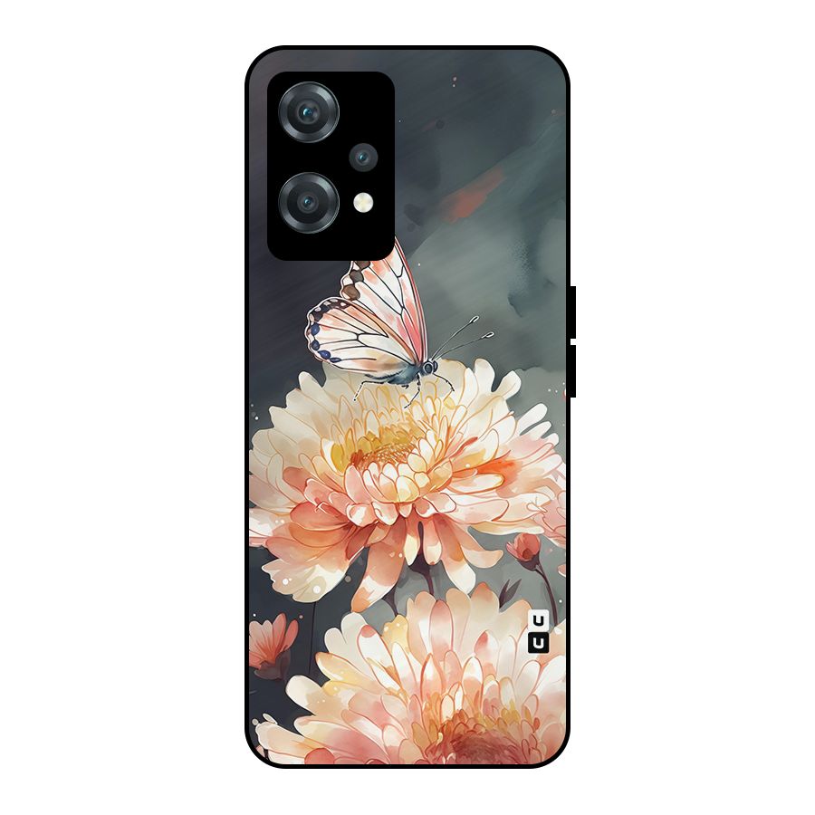 Digital Art Butterfly Flower Metal Back Case for OnePlus Nord CE 2 Lite 5G