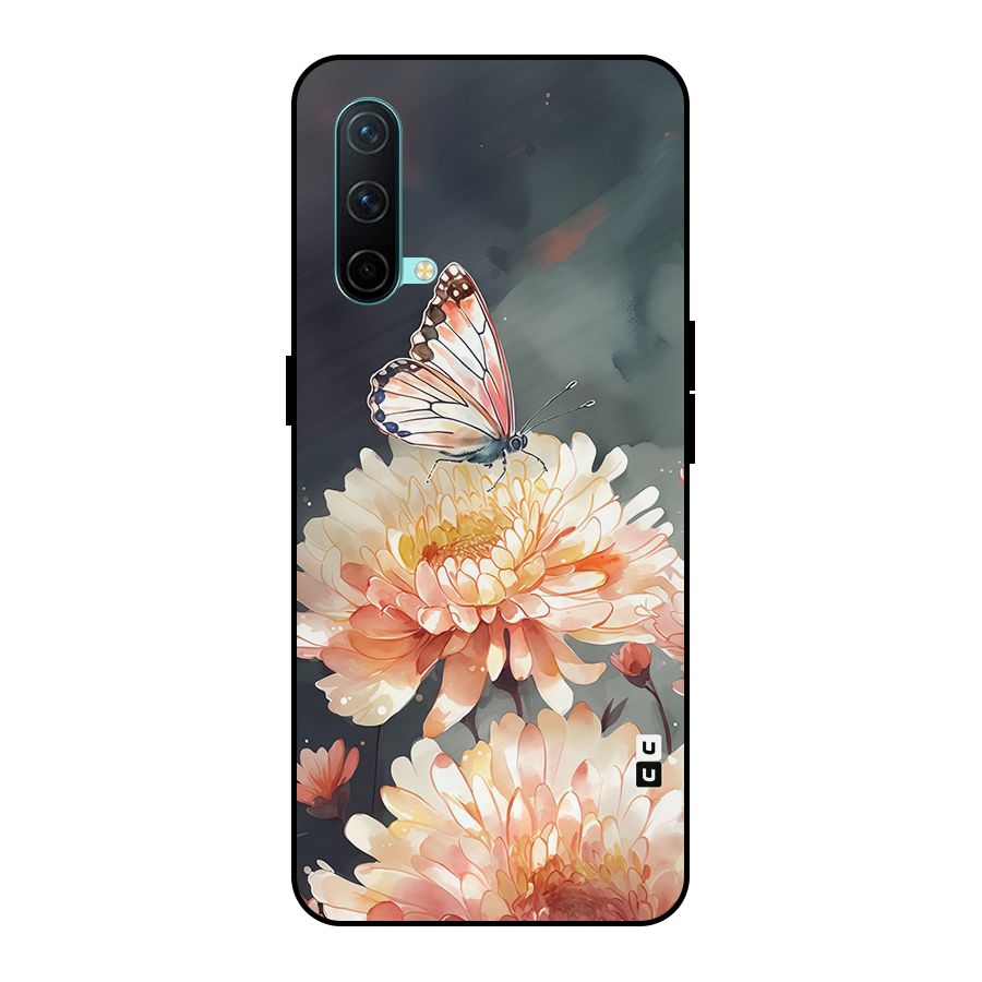 Digital Art Butterfly Flower Metal Back Case for OnePlus Nord CE 5G