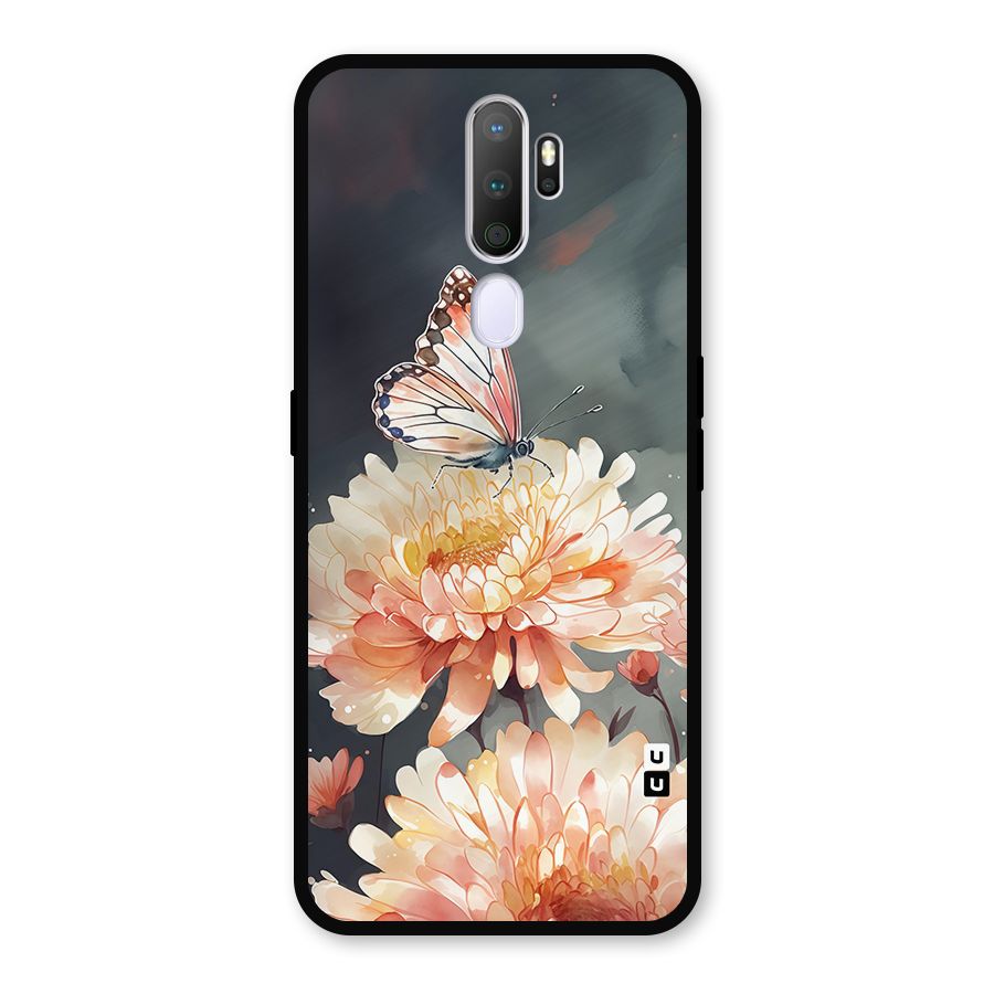 Digital Art Butterfly Flower Metal Back Case for Oppo A9 (2020)