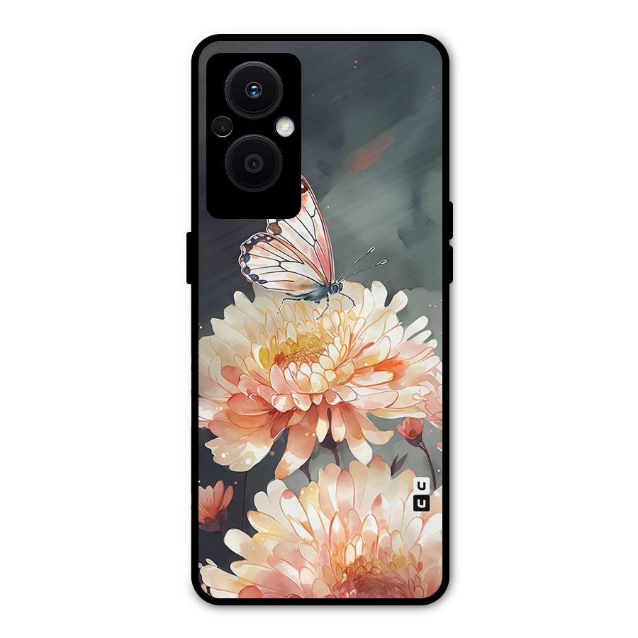 Digital Art Butterfly Flower Metal Back Case for Oppo F21 Pro 5G