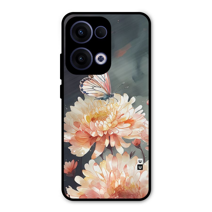 Digital Art Butterfly Flower Metal Back Case for Oppo Reno13