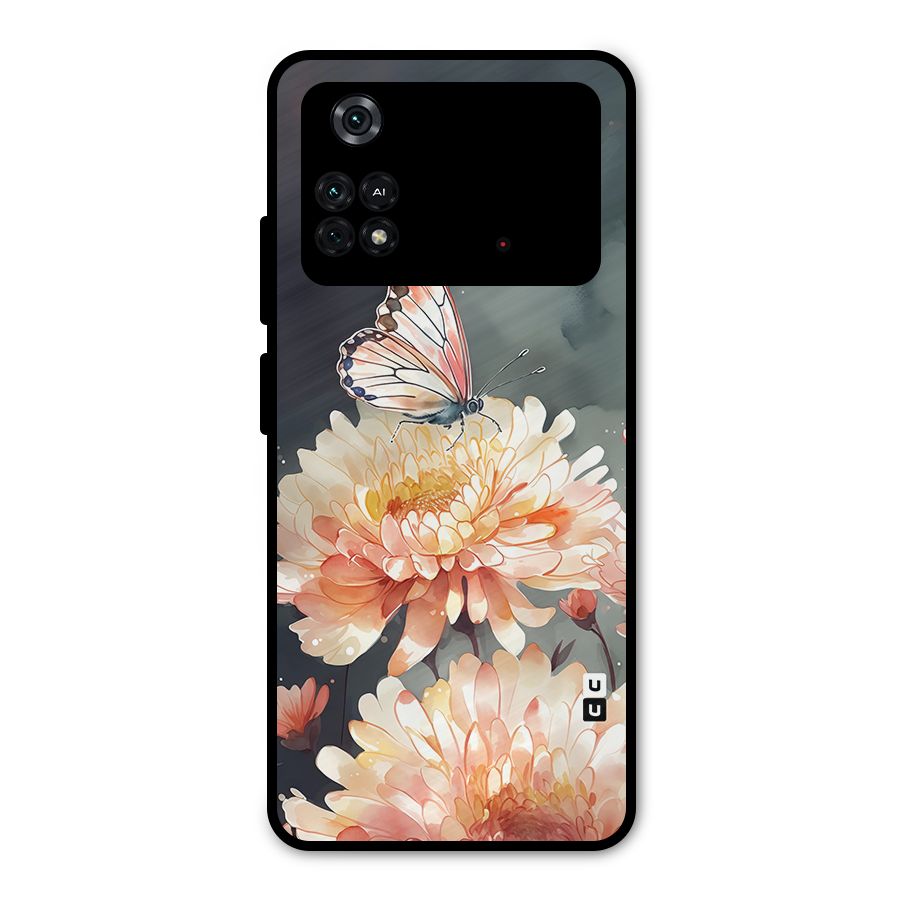 Digital Art Butterfly Flower Metal Back Case for Poco M4 Pro 4G