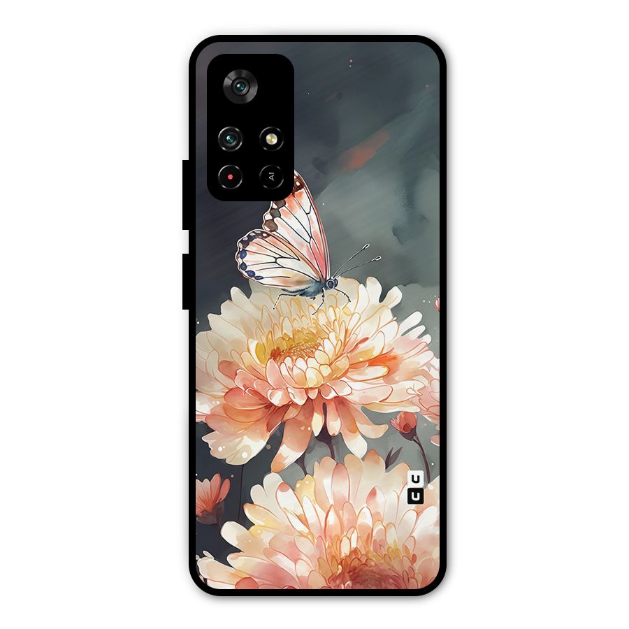 Digital Art Butterfly Flower Metal Back Case for Poco M4 Pro 5G
