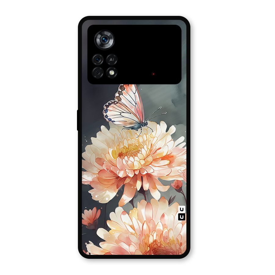 Digital Art Butterfly Flower Metal Back Case for Poco X4 Pro 5G