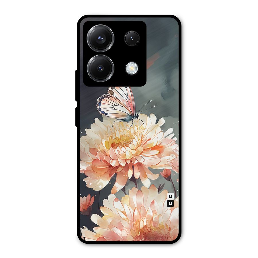 Digital Art Butterfly Flower Metal Back Case for Poco X6