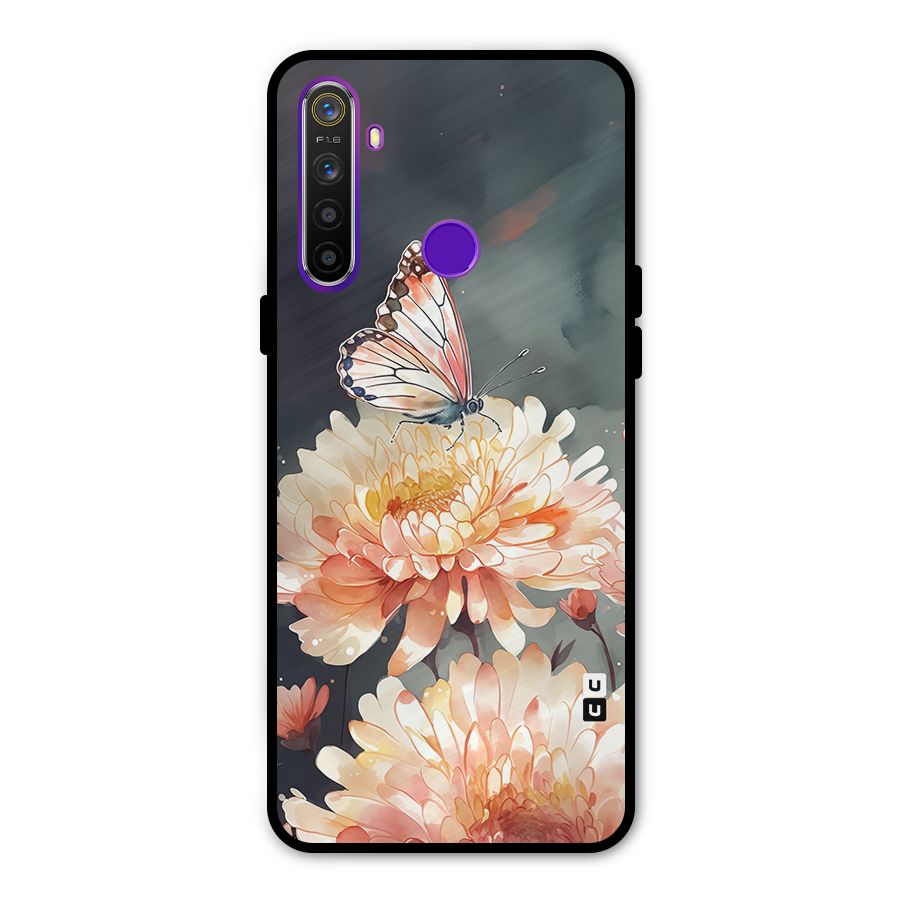 Digital Art Butterfly Flower Metal Back Case for Realme 5i
