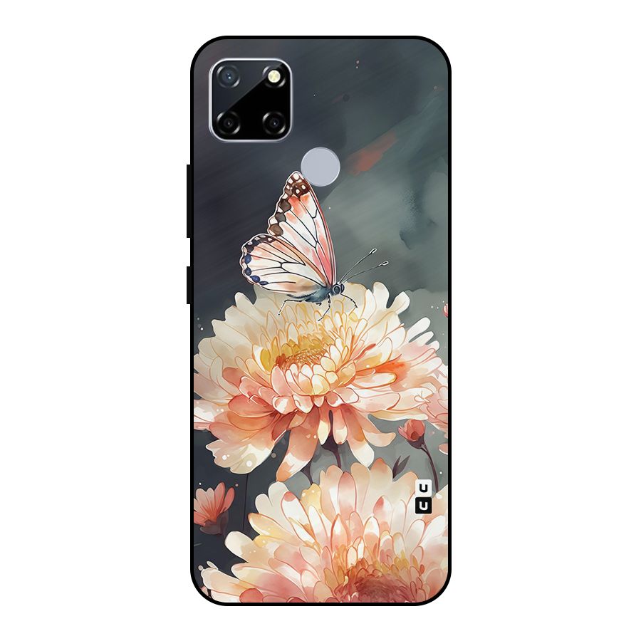 Digital Art Butterfly Flower Metal Back Case for Realme Narzo 30A