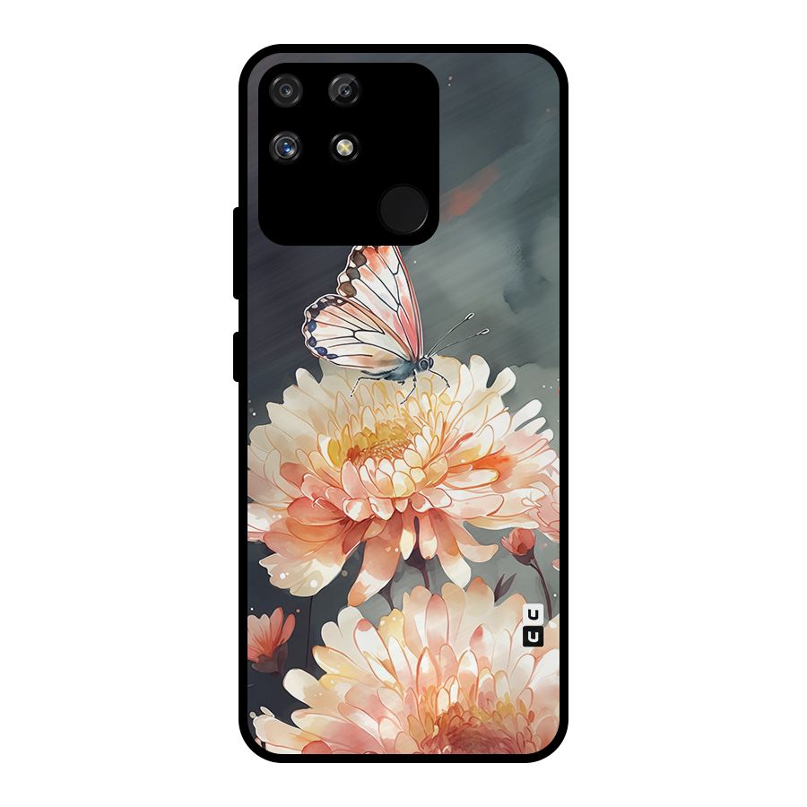 Digital Art Butterfly Flower Metal Back Case for Realme Narzo 50A