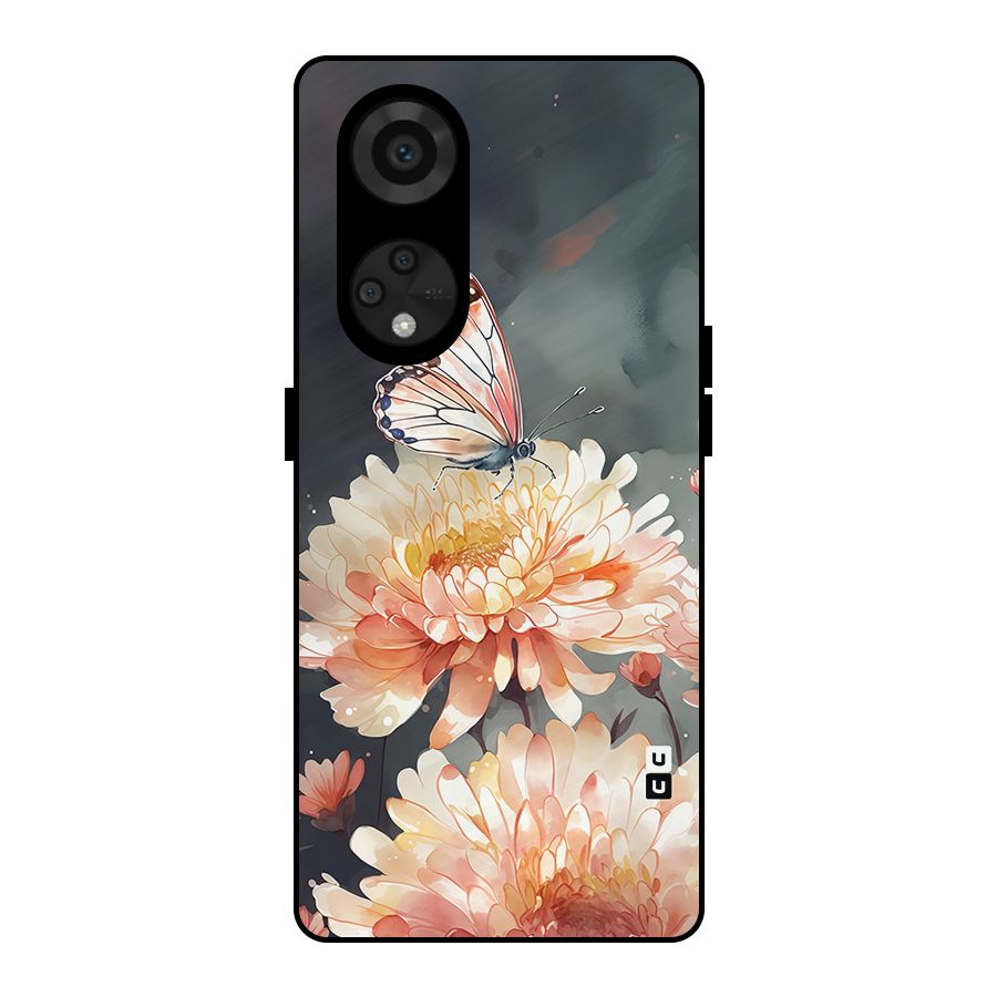 Digital Art Butterfly Flower Metal Back Case for Reno8 T 5G