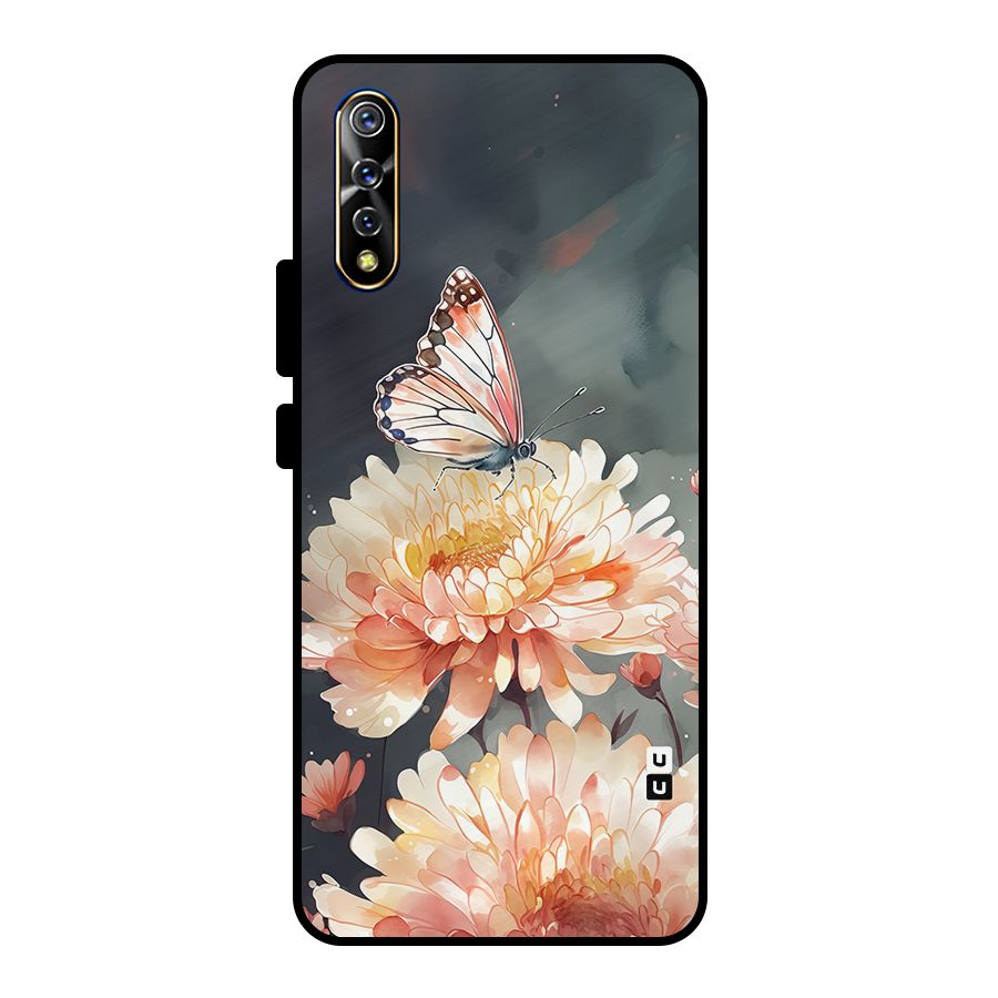 Digital Art Butterfly Flower Metal Back Case for Vivo S1