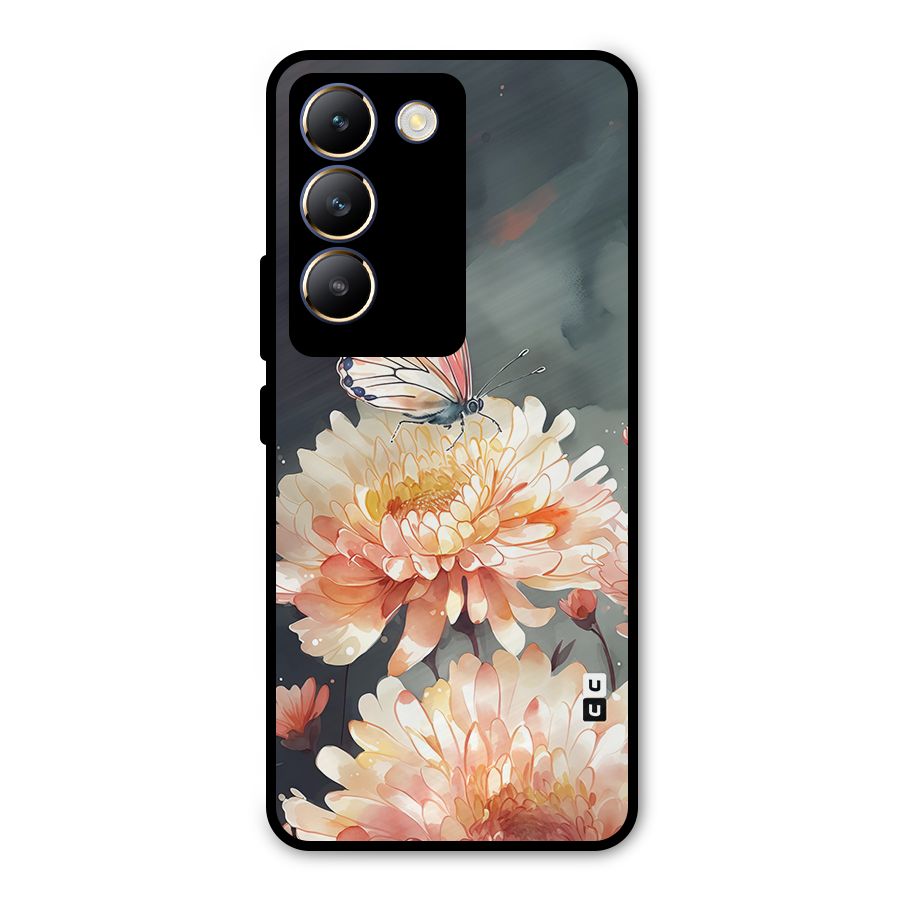 Digital Art Butterfly Flower Metal Back Case for Vivo T3 5G