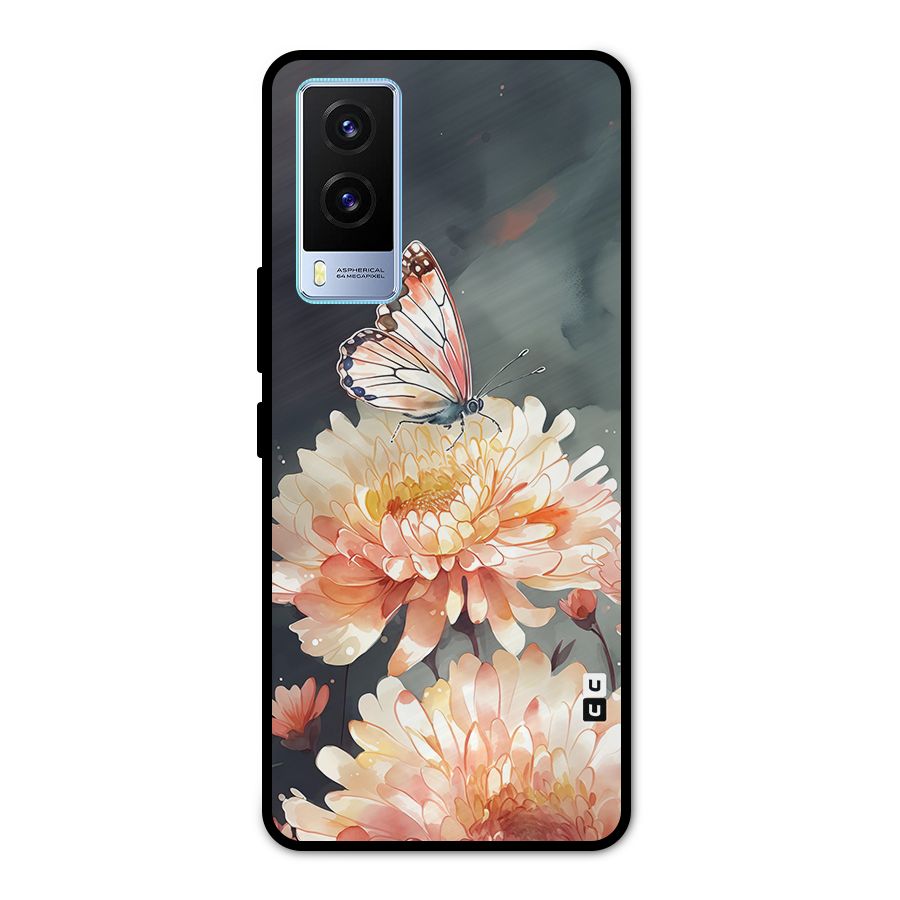 Digital Art Butterfly Flower Metal Back Case for Vivo V21e 5G