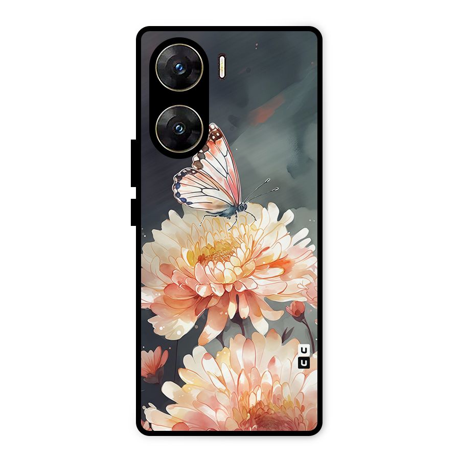 Digital Art Butterfly Flower Metal Back Case for Vivo V29e