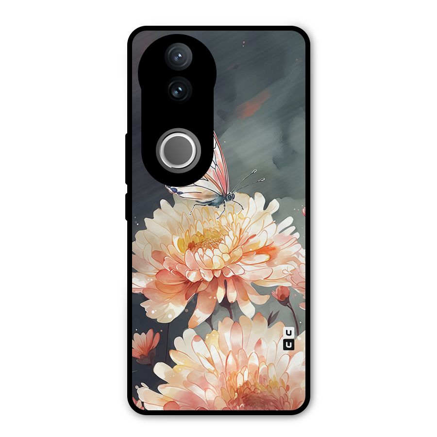 Digital Art Butterfly Flower Metal Back Case for Vivo V50e