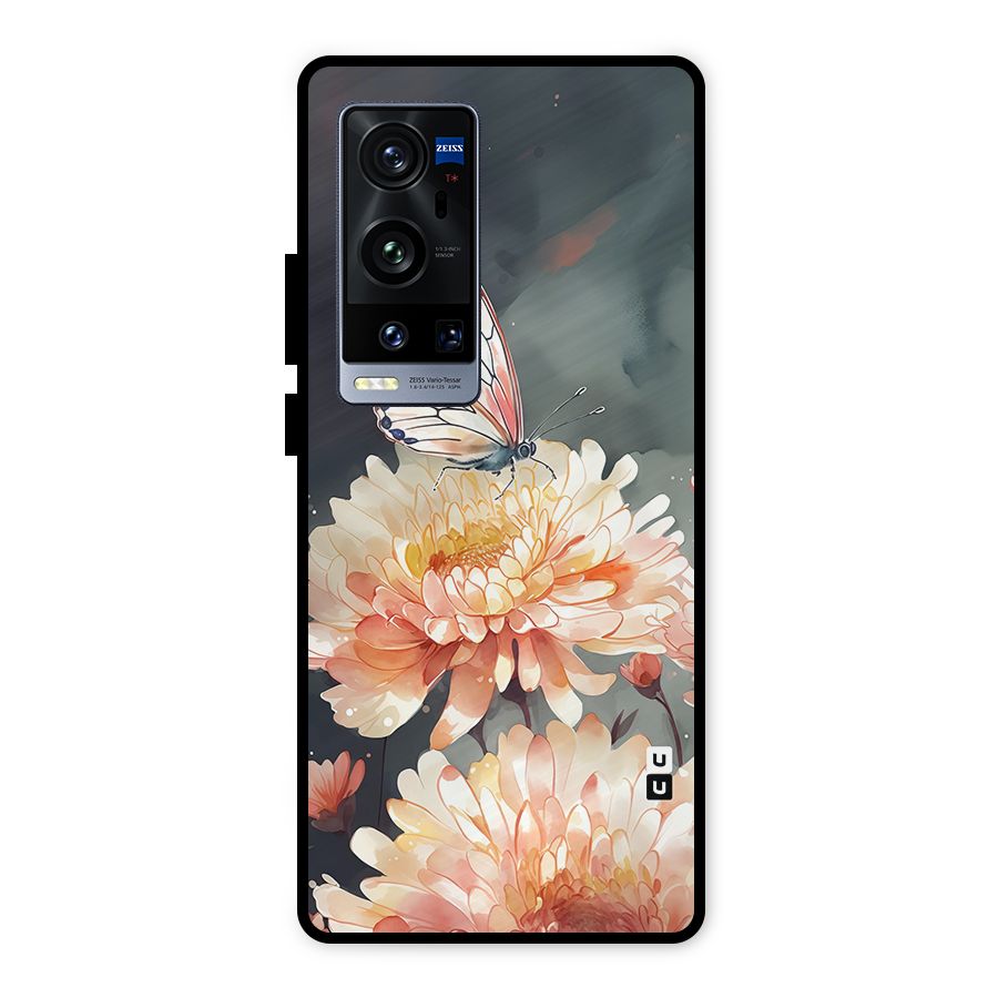 Digital Art Butterfly Flower Metal Back Case for Vivo X60 Pro Plus