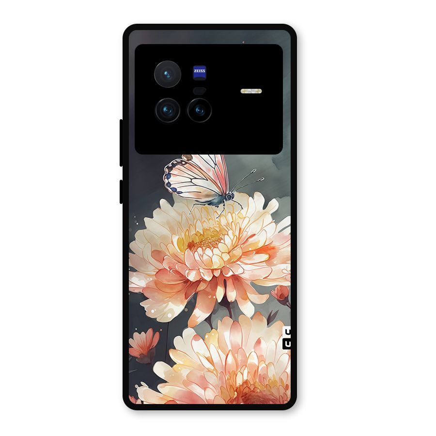 Digital Art Butterfly Flower Metal Back Case for Vivo X80