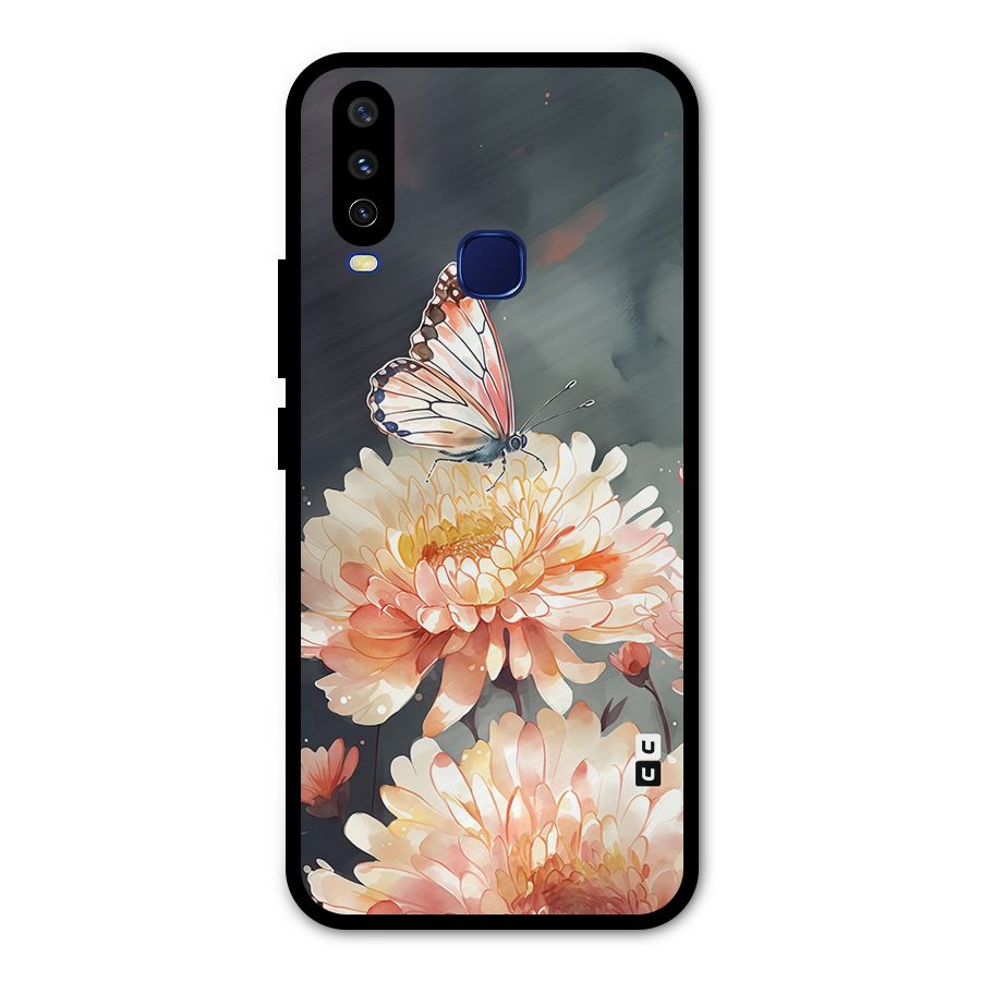 Digital Art Butterfly Flower Metal Back Case for Vivo Y15