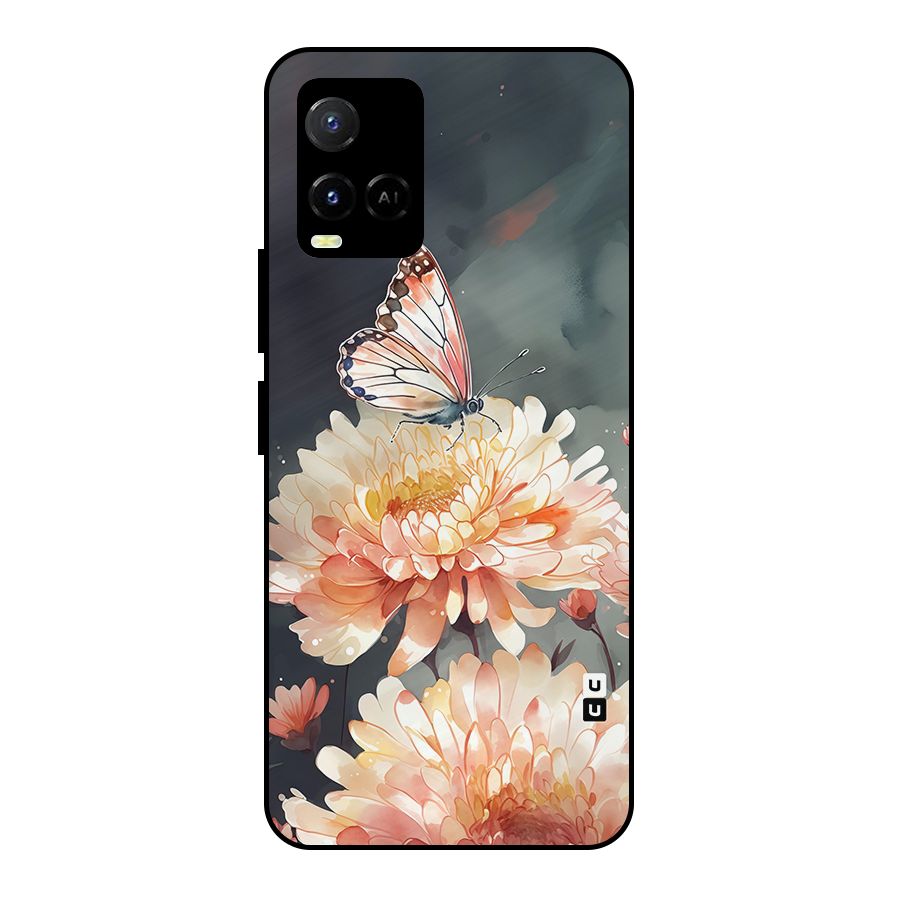 Digital Art Butterfly Flower Metal Back Case for Vivo Y21