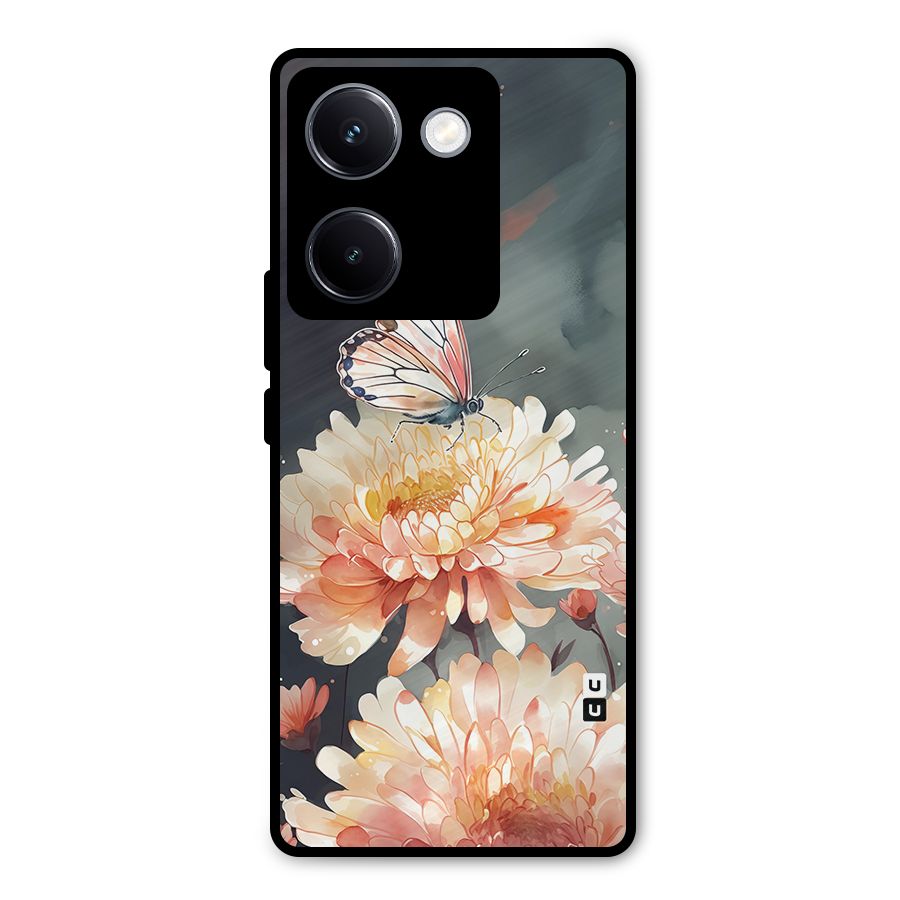 Digital Art Butterfly Flower Metal Back Case for Vivo Y300 Plus