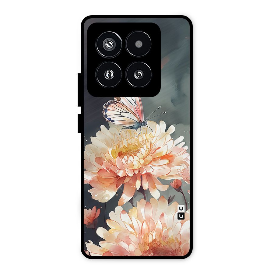 Digital Art Butterfly Flower Metal Back Case for Xiaomi 14 Pro