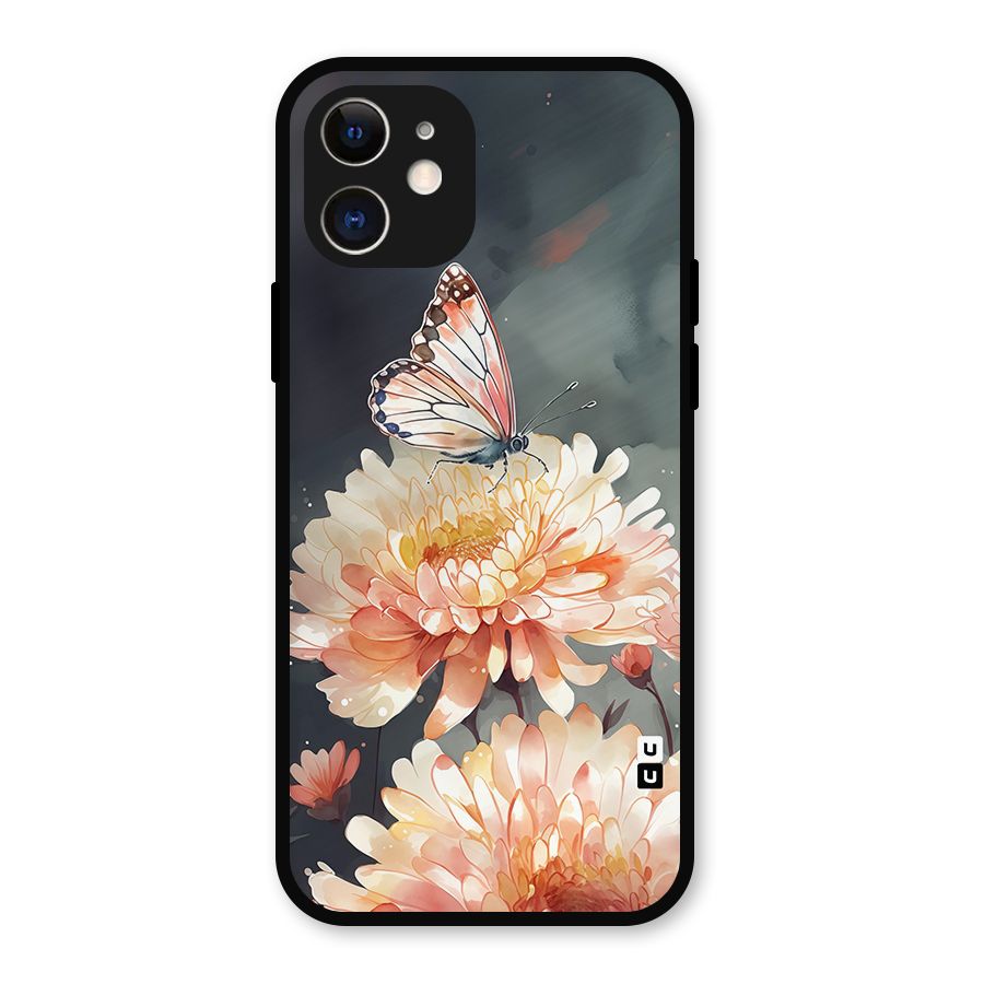 Digital Art Butterfly Flower Metal Back Case for iPhone 12