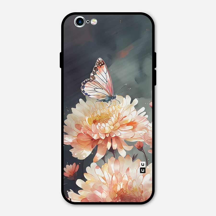 Digital Art Butterfly Flower Metal Back Case for iPhone 6 6s