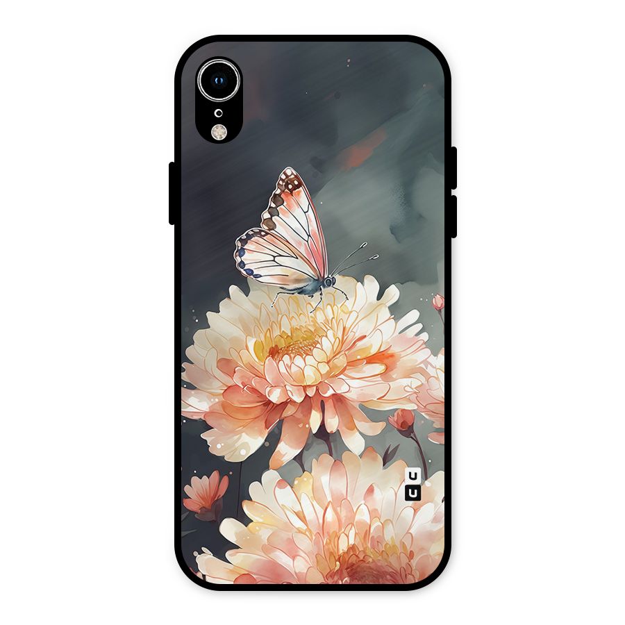 Digital Art Butterfly Flower Metal Back Case for iPhone XR