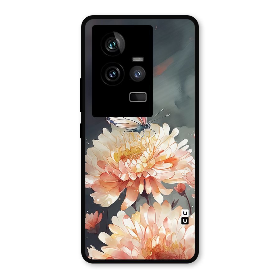 Digital Art Butterfly Flower Metal Back Case for iQOO 11 5G