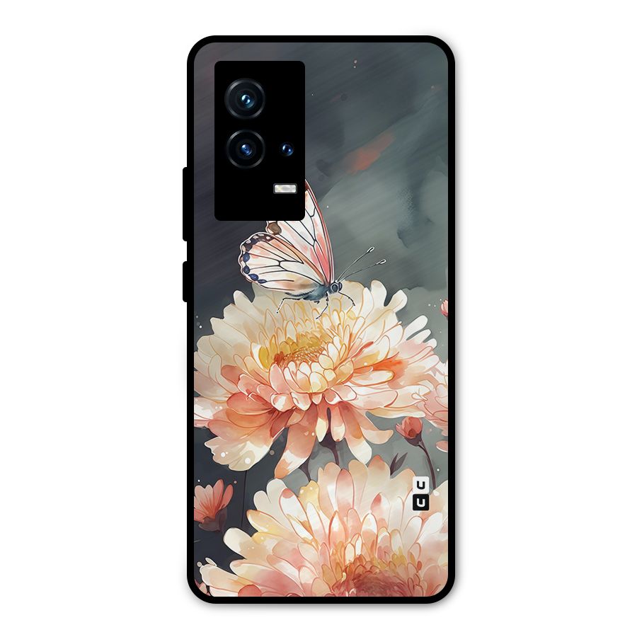 Digital Art Butterfly Flower Metal Back Case for iQOO 9 5G