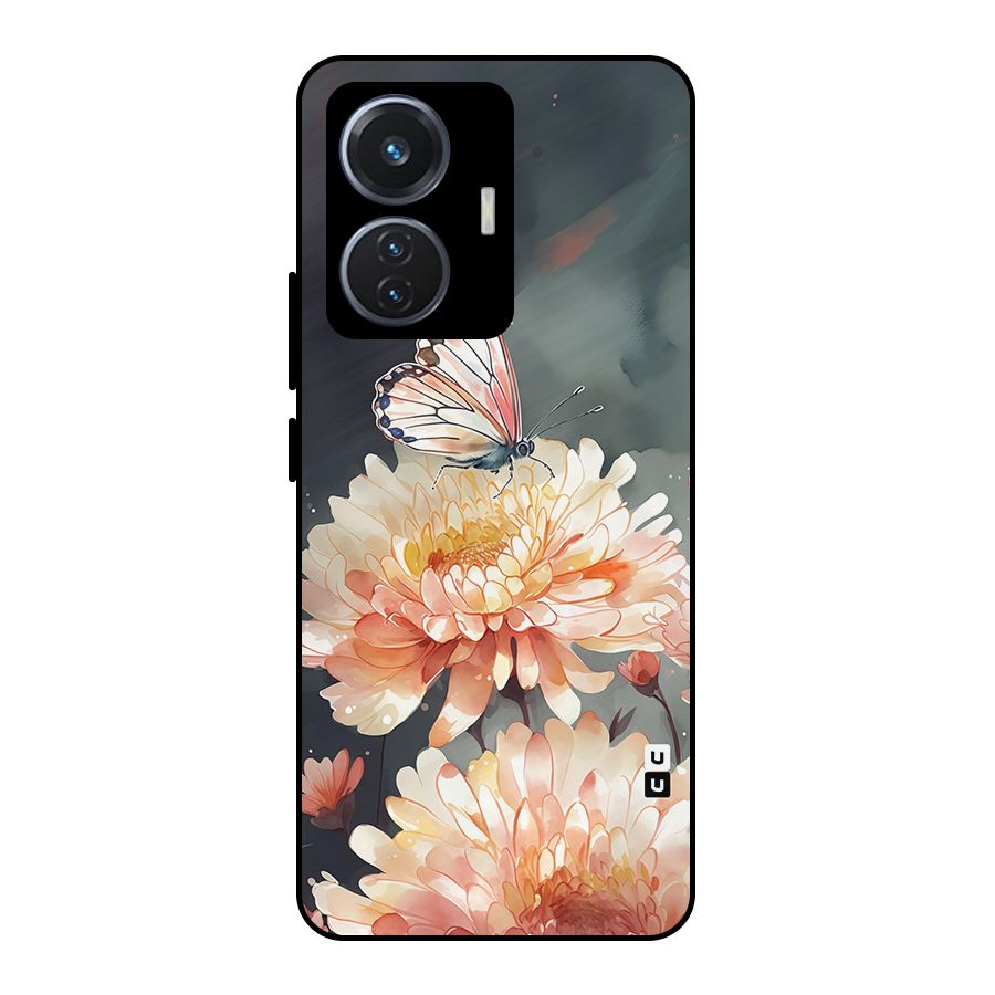 Digital Art Butterfly Flower Metal Back Case for iQOO Z6 44W