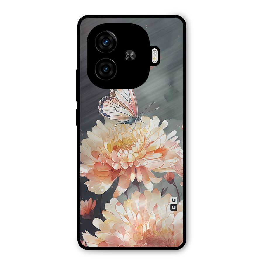 Digital Art Butterfly Flower Metal Back Case for iQOO Z9 Turbo